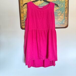 Bryn Walker XL Hot Pink 100% Linen Lagenlook Tunic Tank Babydoll USA Ruffle